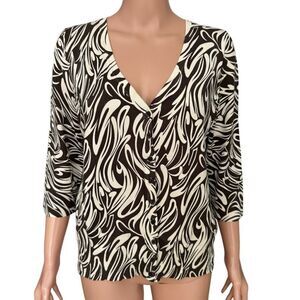 Josephine Chaus Silk Blend V-Neck Button Front Cardigan Sweater Classic Sz M